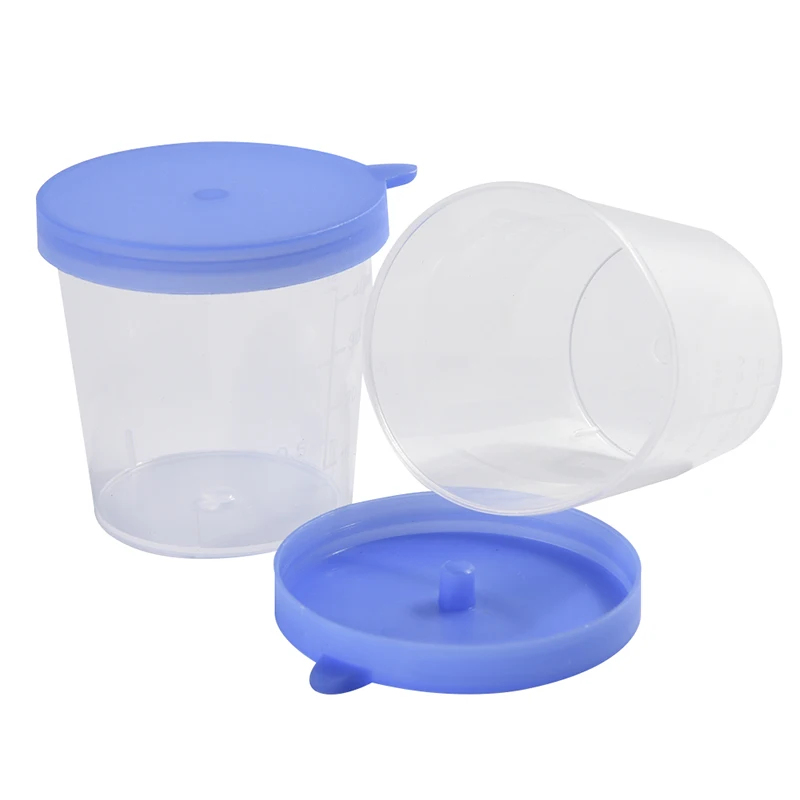 40ML Vol Molded Graduation ML And Oz PP EO Sterile Blue Cap Plastic Cup Urine Container Specimen Cup Sample Bottle 10 Pcs