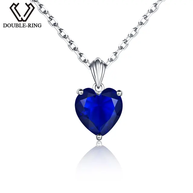 DOUBLE R 2.72ct Created Sapphire Necklaces & Pendants for women 925