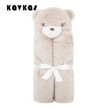 Детские одеяла Kavkas 76x76 см, плюшевый подарок для новорожденного ребенка, мягкий теплый коралловый флис, игрушечная голова животного, розовая корова, постельное белье и пеленка