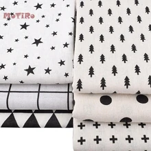 MoTiRo, полуметр, хлопок и лен с принтом ткани, черный и белый узор ткани для квилтинга/шитья/дивана/стола/занавески/сумки/подушки/DIY