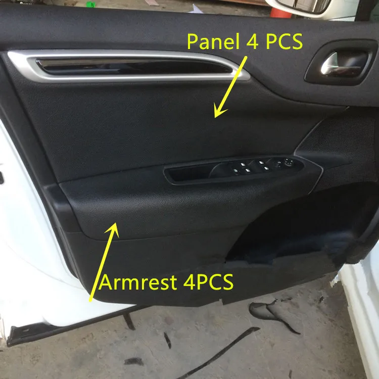 

8PCS/SET Microfibre Leather Interior Door Panel Armrest Cover For Citroen C4L AB229