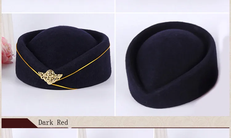FS Темно-Синяя женская элегантная Зимняя шерстяная фетровая шляпа стюардессы, дамские красные и черные фетровые шляпы, этикеты
