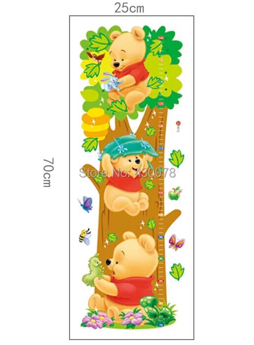 Decorate children room Trees And Bear Pattern Removable Wall Stickers Height Measure For Kids Room Wall Decal Home Decals LM2001