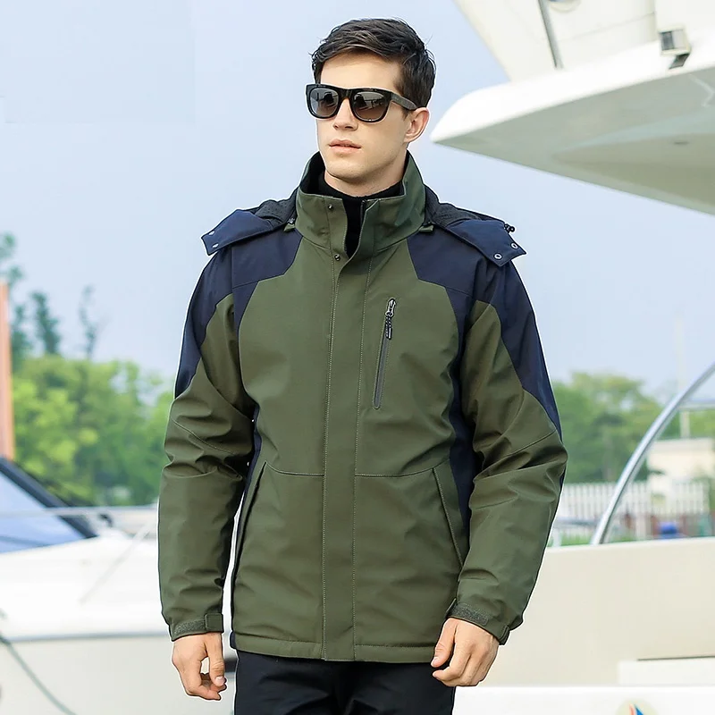 

Men's 90% Duck Down Jacket Thick Warm Down Coat with Hat Detachable Slim Hooded Feather Clothing for Men Male 8781