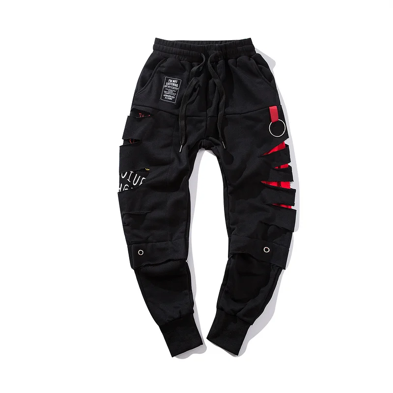 

Sweatpants Men Hip Hop Cotton Hole Ripped Joggers
