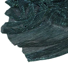 Изумрудно-зеленый цвет металлик электро-оптическое плиссе в гармошку ткань Блестящий шелк морщинка ткань для платья головной убор Африканский