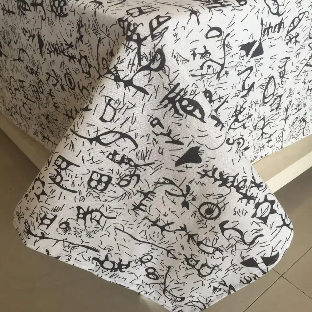 

Thicken Cotton Linen Fabric Chinese Style Tablecloth Oracle Print Cover Fashion Table Cloth for Wedding Tea Table