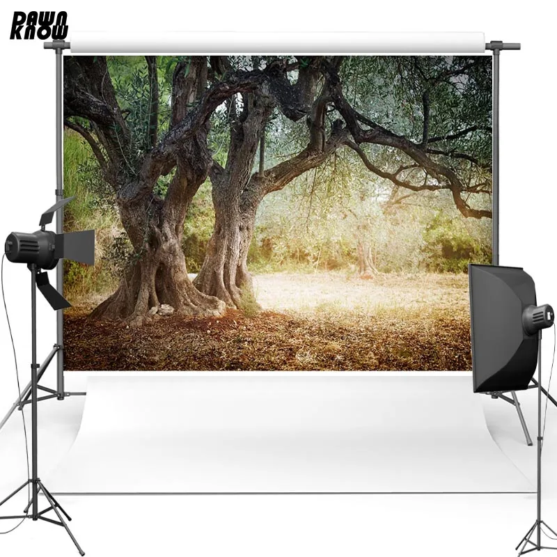 

DAWNKNOW Tree New Fabric Polyester Photography Background For Wedding Forest Vinyl Backdrop For Children Photo studio lv225