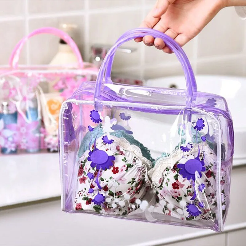 

Transparent PVC Cosmetic Bag Women Make Up Case floral print Toiletry Travel Clear Makeup Organizer Clear Make Up Wash Pouch