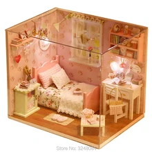 Милая комната деревянная игрушка Diy с легким маленьким Miniatura кукольные домики миниатюрный кукольный домик игрушки с мебели игрушки для детей