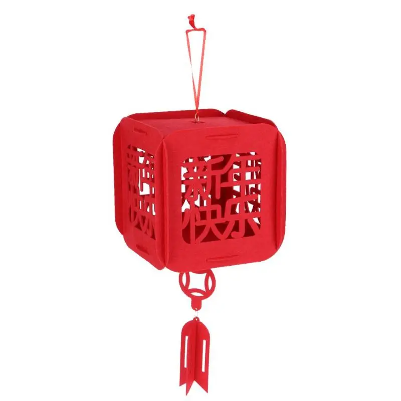 

Happy New Year 3D Square Lantern Felt Cloth LED Candle Hang Pendant Decor