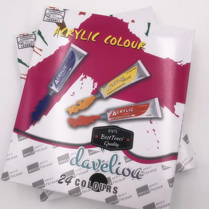 Skup Profesjonalny 24 kolory 12ML zestaw farb akrylowych Nail artystyczny obraz wodoodporny farba do tkanin narzędzia do rysowania dla dzieci DIY