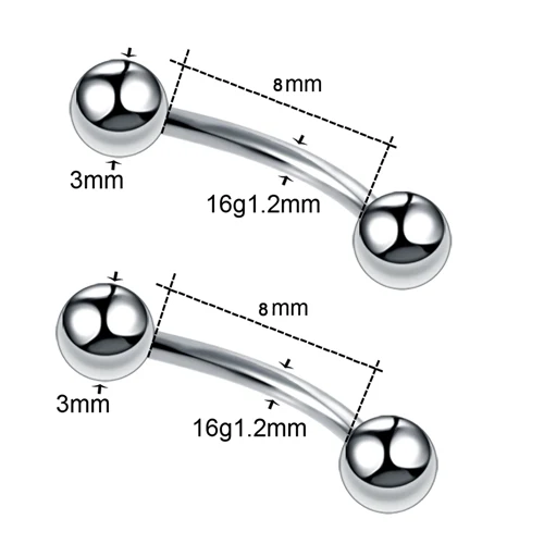 2 шт./лот, Пирсинг из нержавеющей стали, пирсинг, пирсинг в носу, пирсинг на спирали бровей, пирсинг, штанга, пирсинг, лингуа, ювелирные изделия для тела - Окраска металла: Style 2