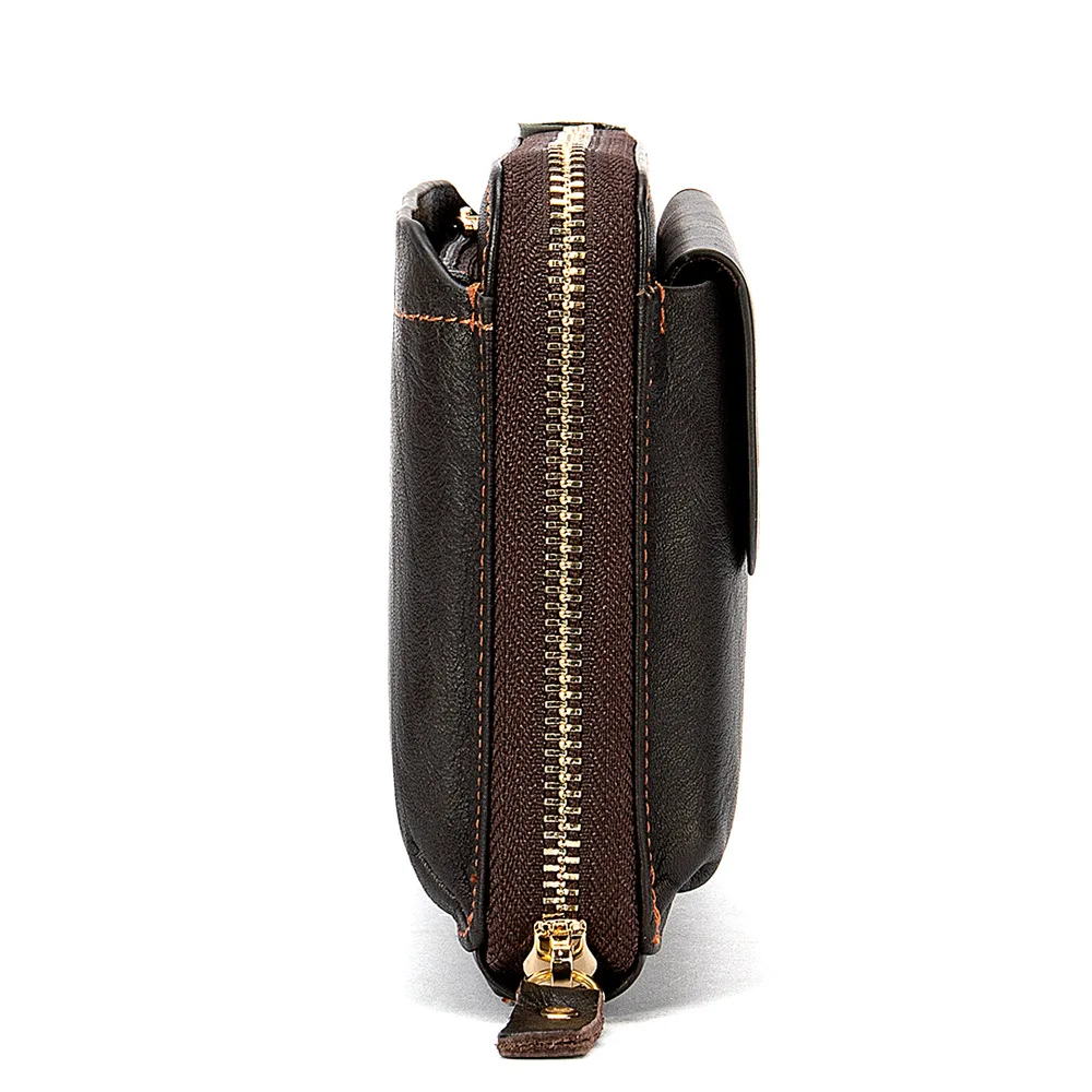 Длинный кошелек для мужчин винтажный бумажник из натуральной воловьей кожи в