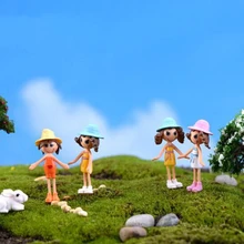 1 комплект 4 шляпа от солнца девочка Миниатюрный Кукольный дом бонсай крафтовый Сказочный садовый стеклянный декор в виде вазы Садовые принадлежности