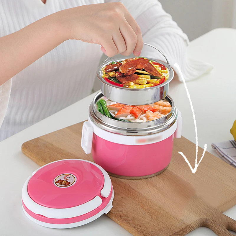  8 Hours Vacuum Thermal Insulation Leakproof Stainless Steel Lunch Box Set Portable Kids School Bent