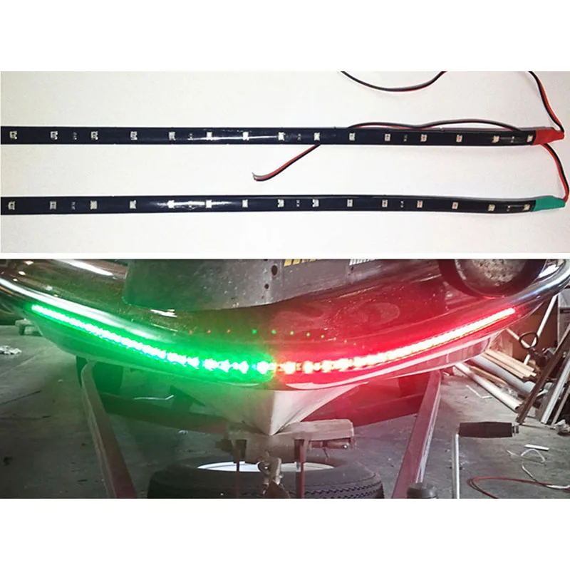 Mayitr 2017 New 2x 12 inch Car Boat Navigation LED Lighting Red & Green 12" Waterproof Marine LED Strips