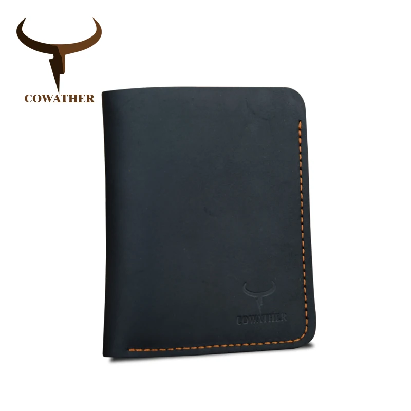 COWATHER Crazy horse portafogli da uomo in pelle portafoglio Vintage in vera pelle per uomo cowboy top in pelle sottile per mettere spedizione gratuita - immagine 4