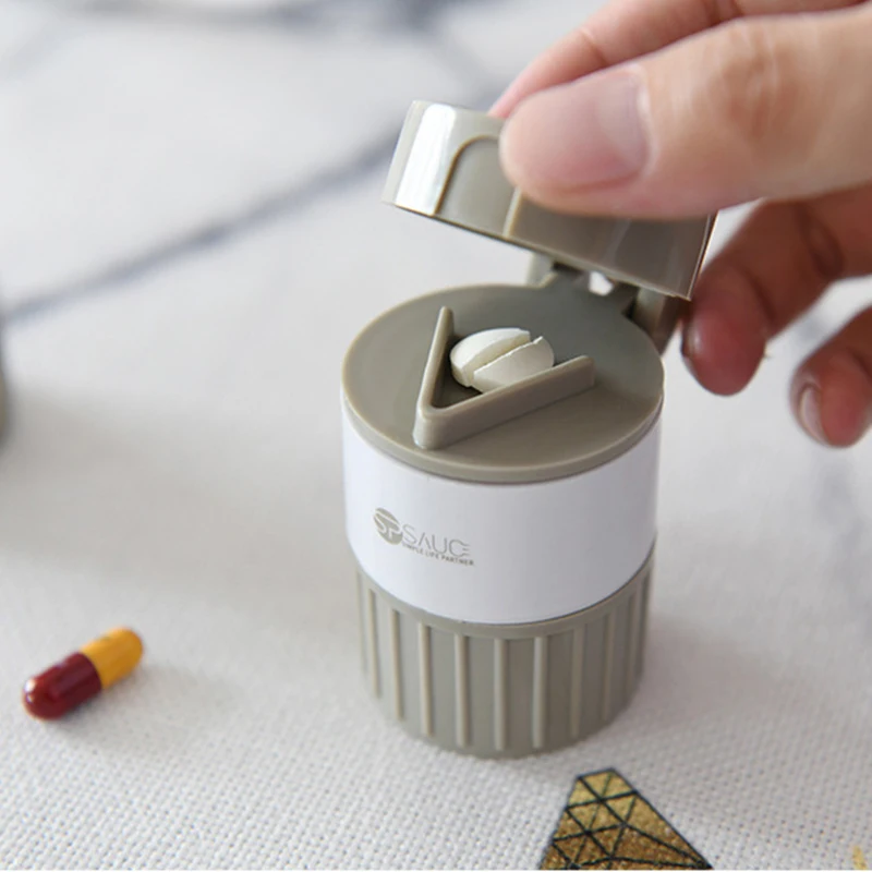 4 In 1 Portable Pill Crusher Medicine Parting Travel Case Pill Cutter Separator For Tablets Storage Milling Container Drug Divid