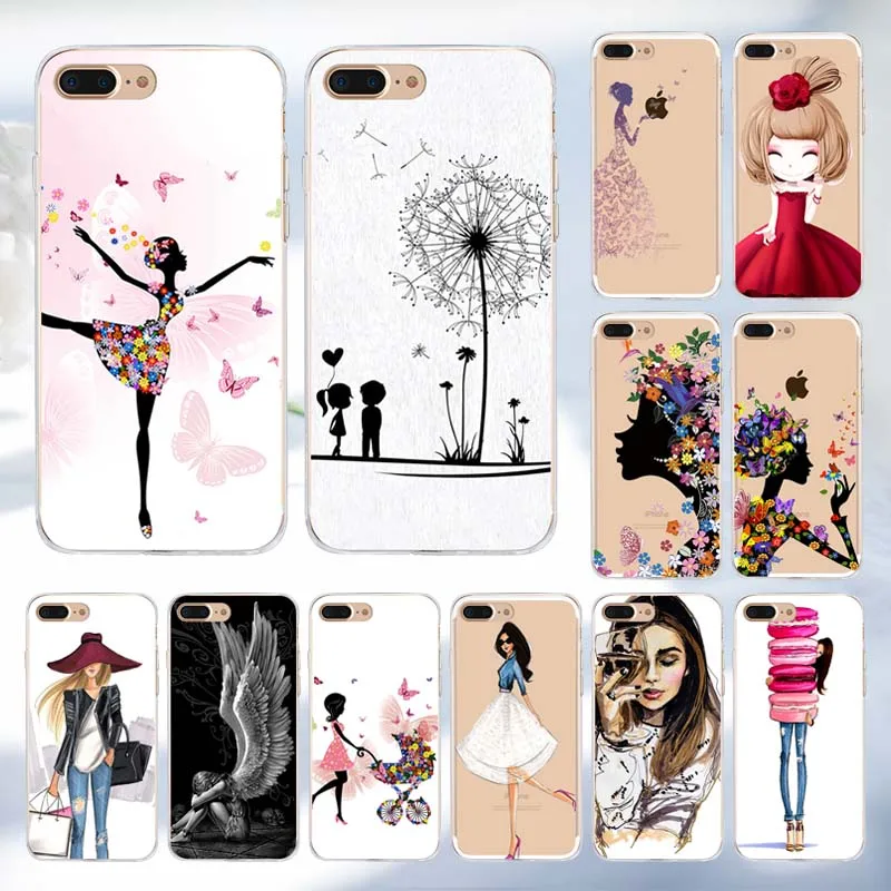 

Girl Phone Case for IPhone X 6 6s 7 8 Plus Case for IPhone XR XMAX Women Relief Flower Silicone TPU Soft Cover X Full Coque