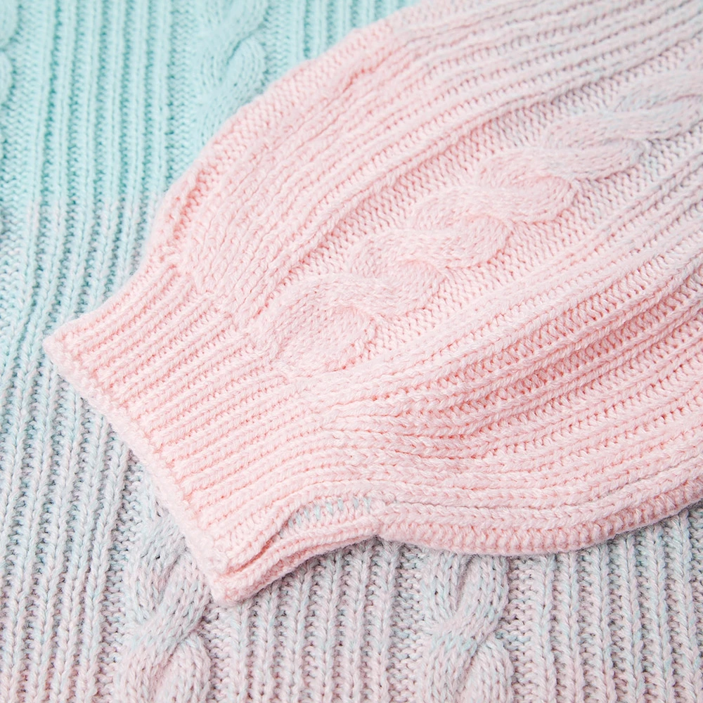 Round Collar Long Sleeve Beaded Color Blocking Women Sweater Round Collar Long Sleeve Beaded Color Blocking Women Sweater