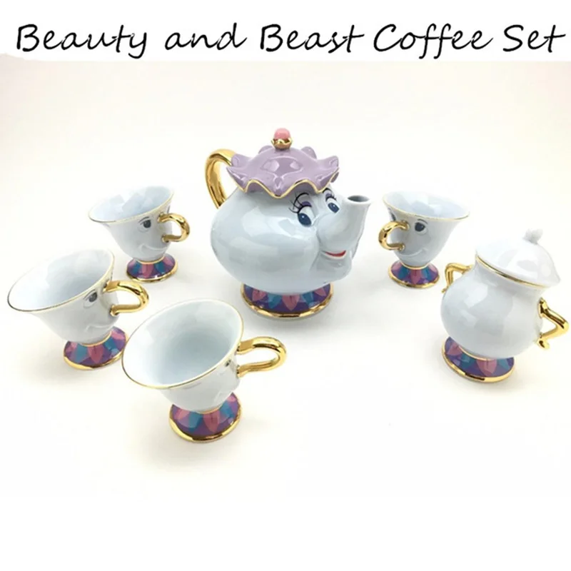 

Genuine Beauty And The Beast Tea Set Mrs Potts Teapot Chip Cup Sugar Bowl [ 1 Pot + 4 Cups+ 1 Sugar Bowl ] Xmas Birthday Gift