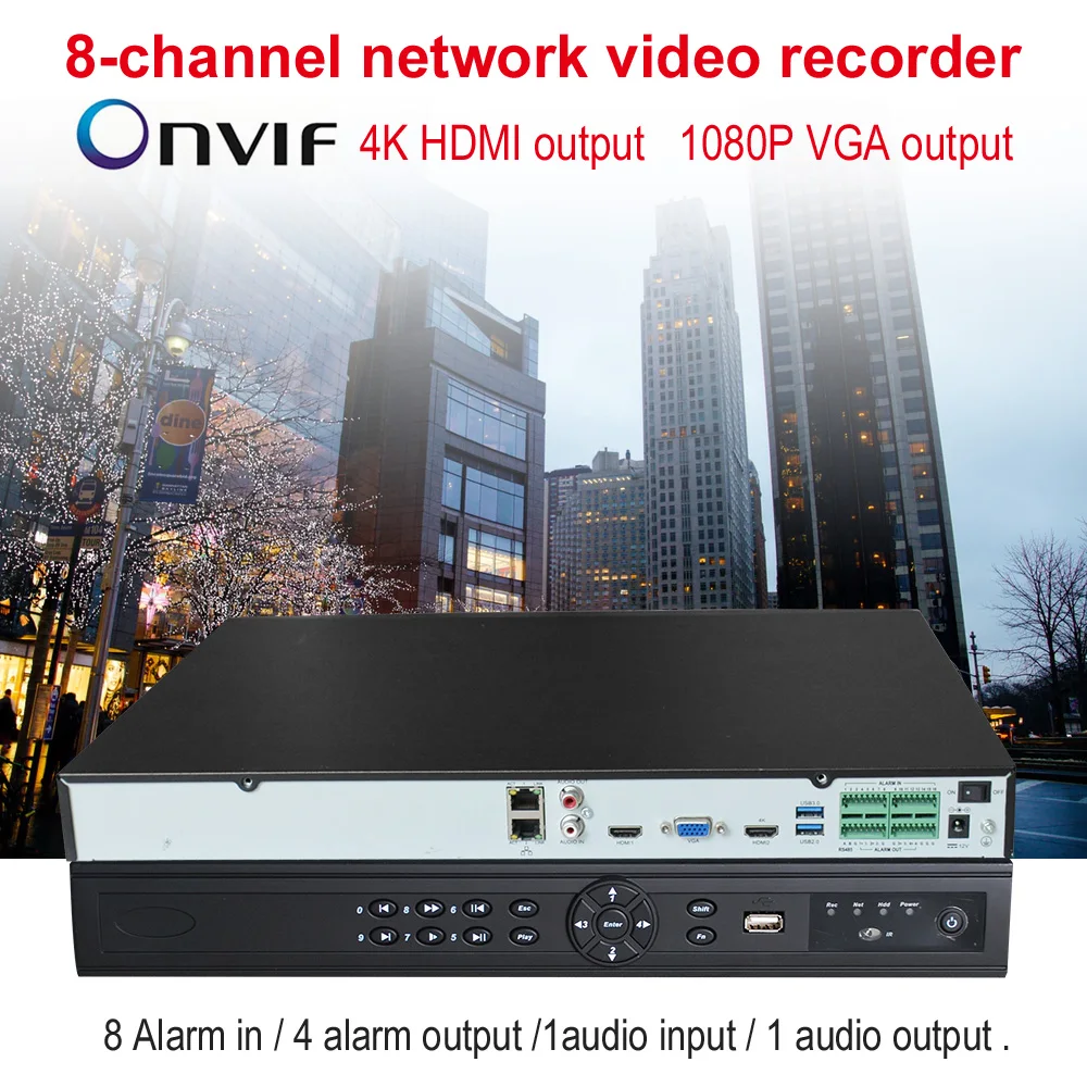 Умная безопасность 8CH 6MP сетевой видеорегистратор, HD 4 K HDMI 1080 P VGA выход H.265 Сетевой Видео видеорегистратор с протоколом ONVIF P2P Обнаружение движения распознавание лица