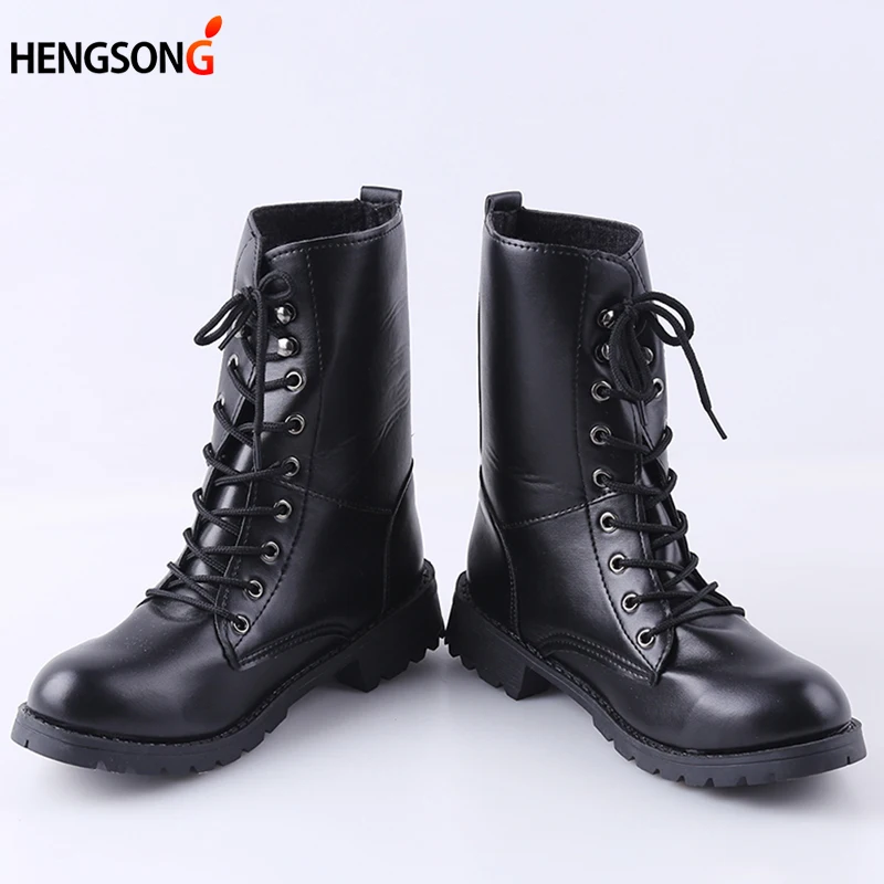Achat 2018 PU Cuir Femmes Bottes D hiver Chaussures Chaudes Botas Feminina Femme Mode Moto Cheville Bottes Femmes Botas Mujer OR914442
