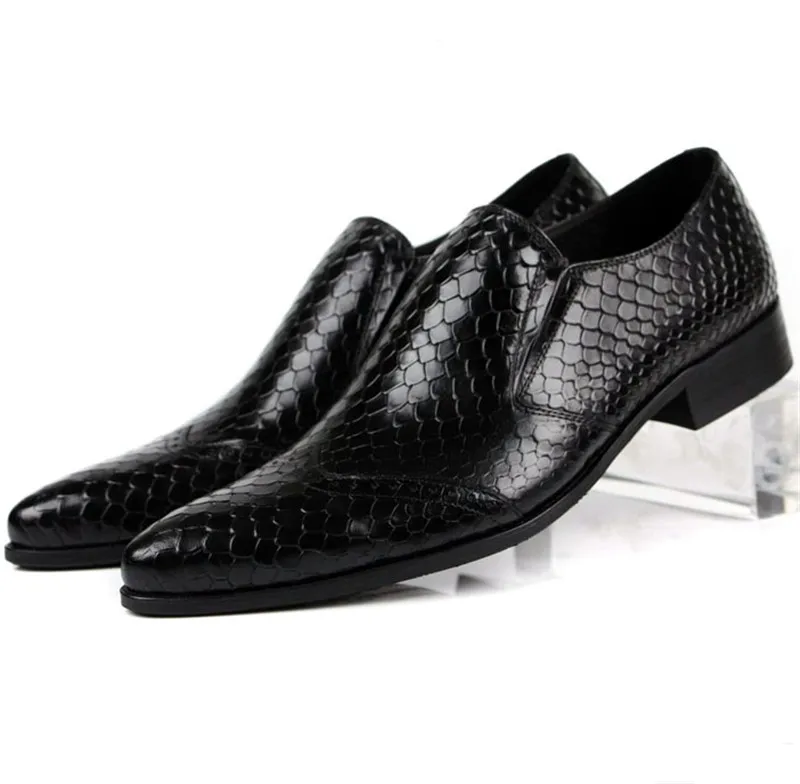 

Large Size EUR45 Fashion Serpentine Formal Mens Dress Shoes Genuine Leather Business Shoes Male Wedding Groom Shoes