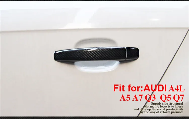 Real Carbon Fiber Car Door Handle Cover Exterior Trim For 09-16 Audi A4 B8 A5