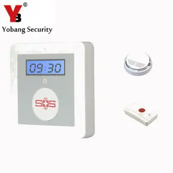 

YobangSecurity IOS Android APP K4 GSM Emergency Alarm Personal Medical Alarms with Wireless Smoke Fire Detector Panic Button