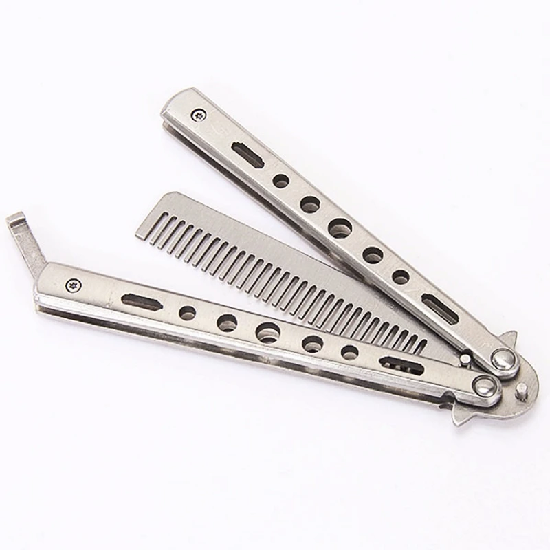 Черный серебристый тренировочный нож бабочка из нержавеющей стали Balisong Trainer