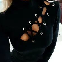 Женские Для женщин вечерние пикантные рубашка на шнуровке ушко выдалбливают футболка футболки Модная одежда