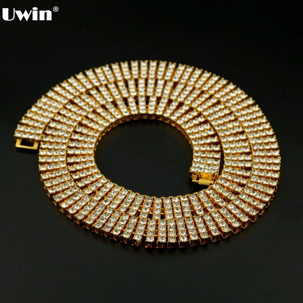 

New Arrival Hot Sale Gold Silver Black Plated 4 ROW Iced Out Lab cz stone Tennis Hip Hop Necklace High Quality For Men