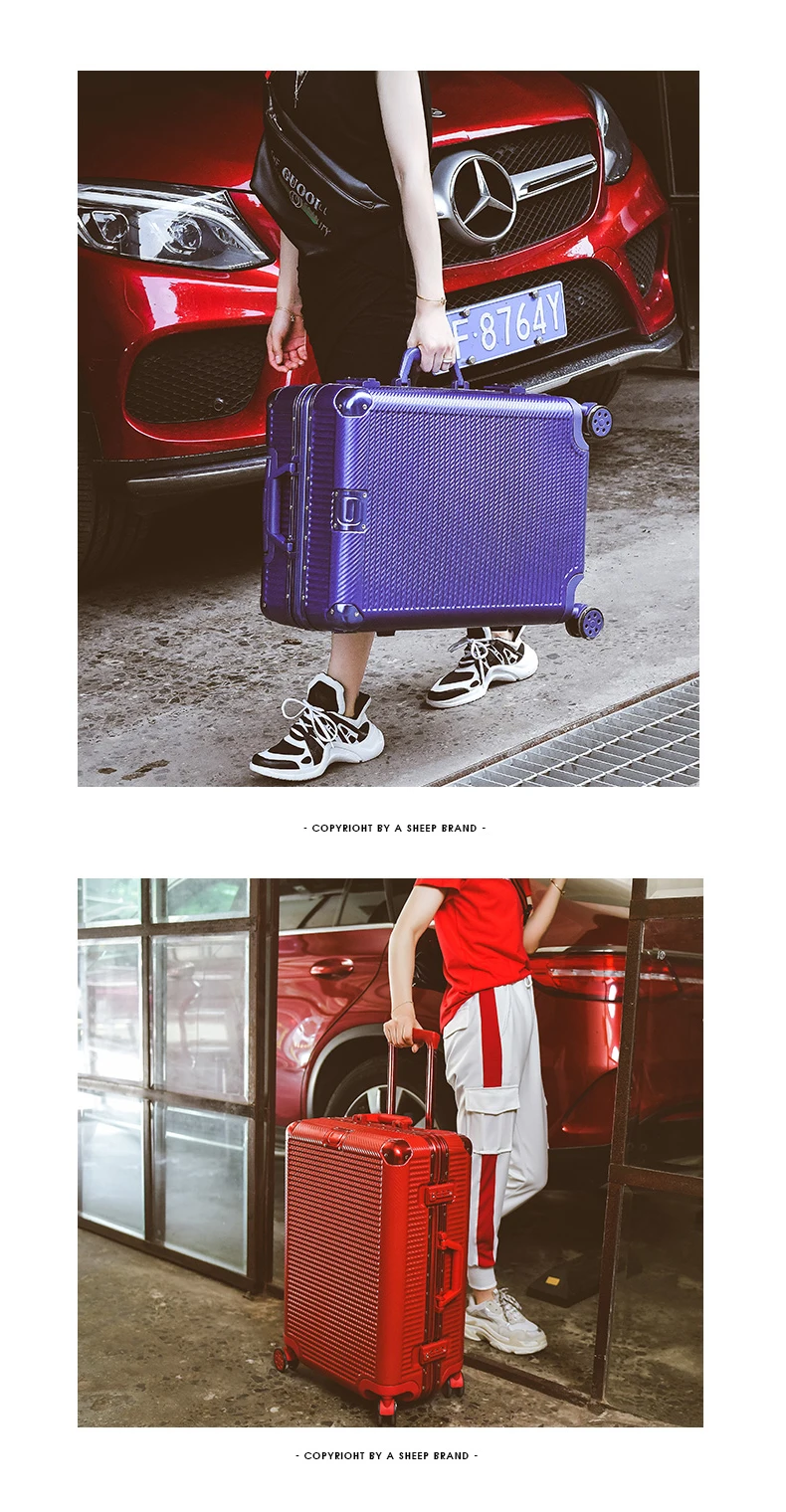 Новая модная сумка на колесиках, дорожная сумка на колесиках, Студенческая коробка с паролем, сумка на колесиках для мужчин и женщин, чемодан с алюминиевой рамой