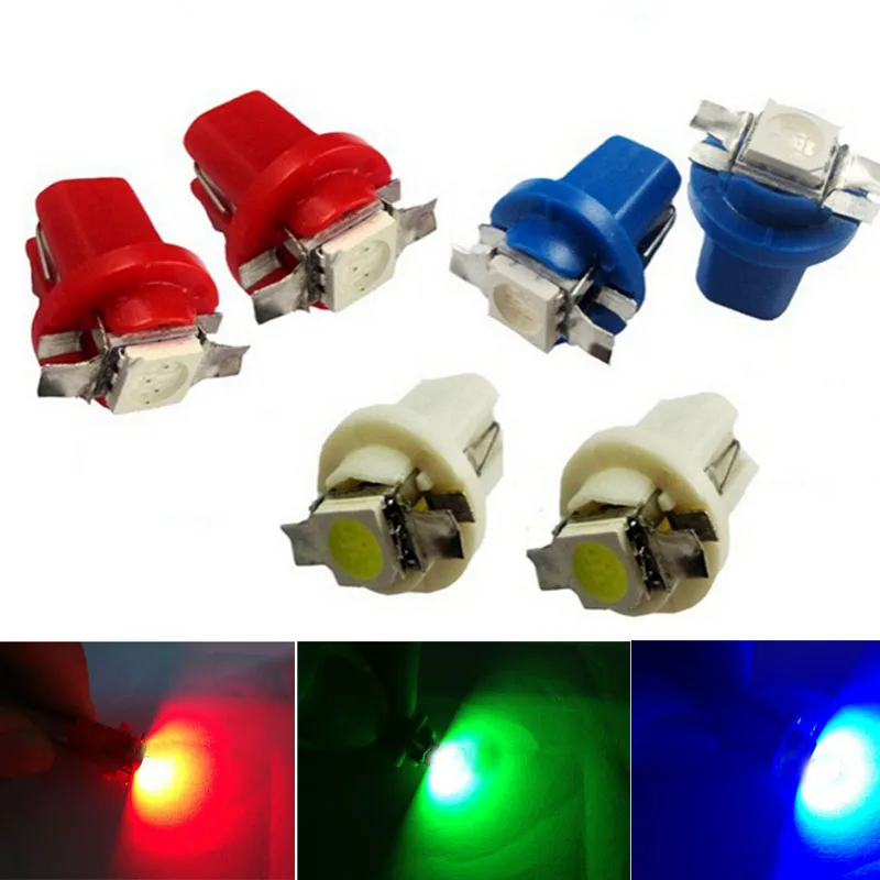 

2pcs/set Car T5 B8.5D Gauge 5050 1SMD LED Dashboard Dash Side Light Bulb Lamp DC 12V 2017 New