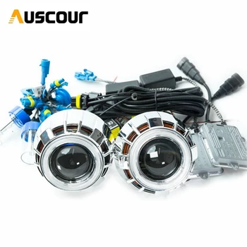 

2.5 inch mini HID bixenon Projector Lens CCFL DRL led day running Light Angel Eyes shrouds for H1 H4 H7 car motorcycle assembly