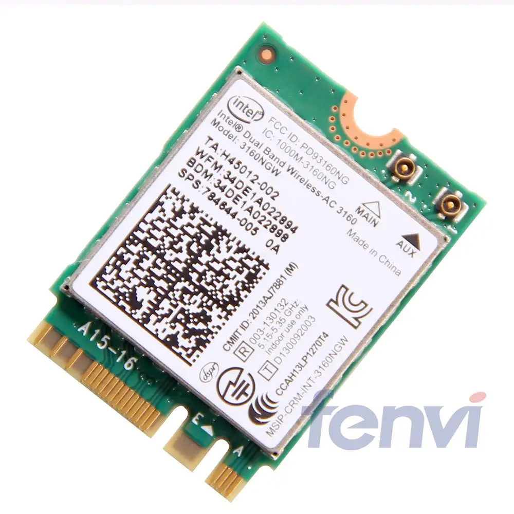 Для intel Dual band wireless-AC 3160 3160NGW NGFF M.2 Wifi Bluetooth 802.11ac 2,4G/5 Ghz ноутбук Wlan BT 4,0 комбинированная беспроводная карта