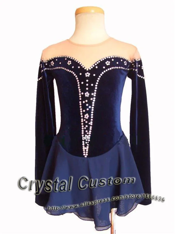 Hot Sales Ice Skating Dresses With Rhinestones Adult Spandex Beautiful
