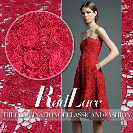 

110cm wide red solid color water soluble thickening cutout three-dimensional flowers diy clothes dress lace fabric material