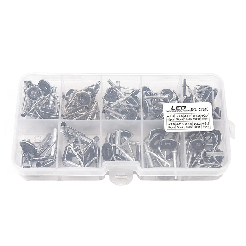 

80Pcs Diy Eye Rings Fishing Rod Guide Tip Set Repair Kit For Fishing Rods Stainless Steel Frames With Box Fishing Tackle