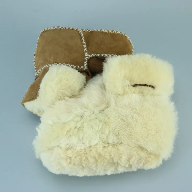 Зимняя шерстяная детская обувь с натуральным овечьим мехом; детская обувь с мягкой подошвой из натуральной кожи; Теплая обувь для новорожденных
