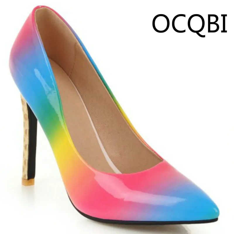 

Womens Rainbow Colod Pointed Toe Shallow Slip-on High Heel Single Shoes Pumps Shoes Footwear 33 - 43 Evening Party High Heels