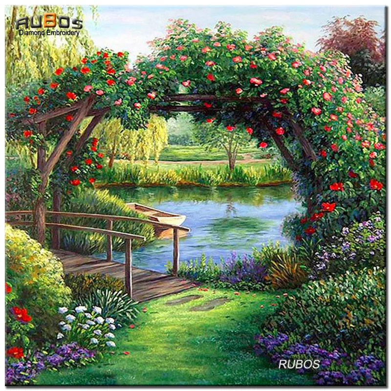 RUBOS landscape trees flowers 5d diy diamond painting cross stitch full beads diamond embroidery mosaic pictures of rhinestones (1)