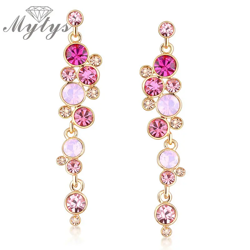 

Mytys Spring Round Crystal Drop Dangle Earrings for women E620/E621/E622/E623