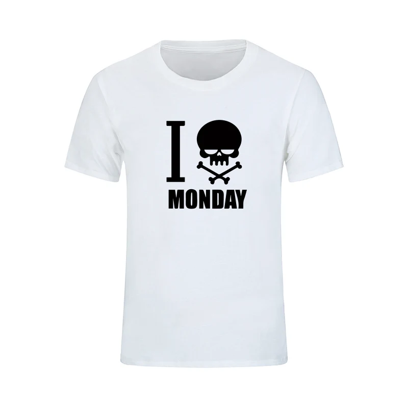 2017 Summer I HATE Monday Cool Skull Print font b Men b font T font b