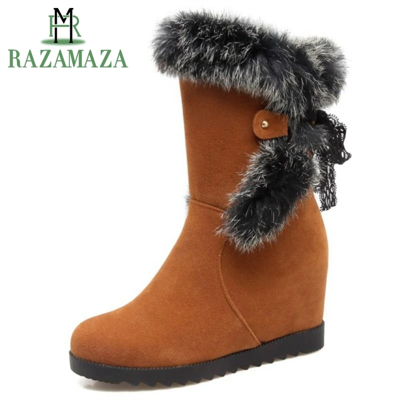 ZALAVOR/размеры 34-43 женские сапоги до середины икры на плоской подошве теплые