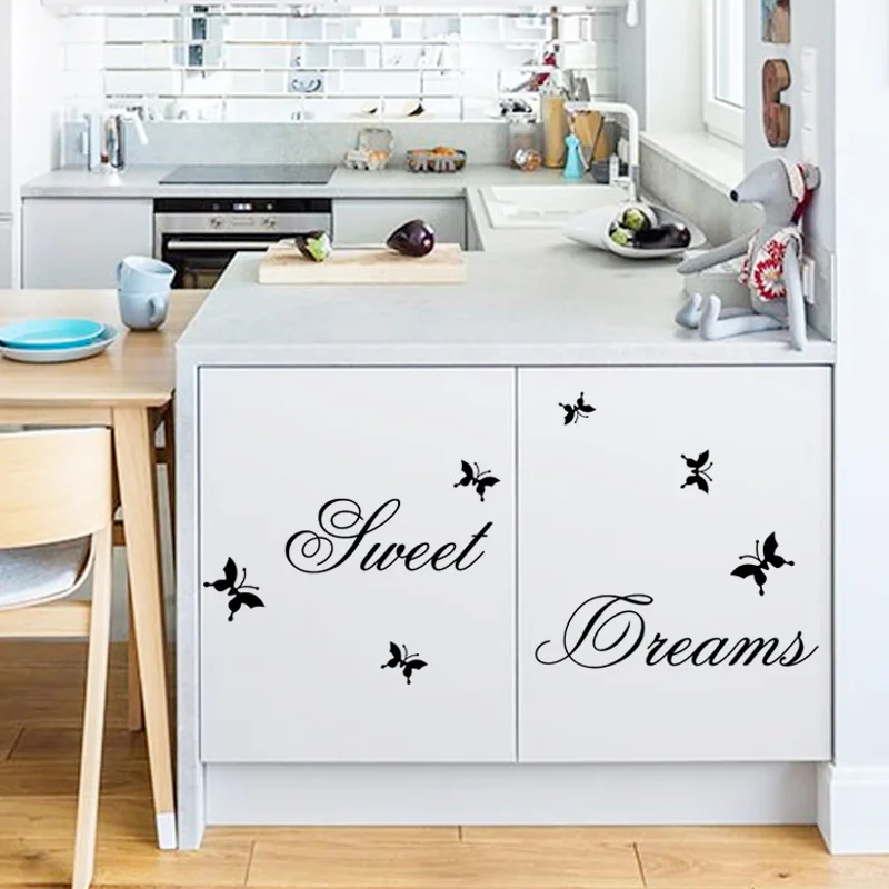 

Creative Sweet Dreams Butterfly Black English alphabet DIY Removable Wall Stickers Living Room Home Decor Mural Decal ZY2002