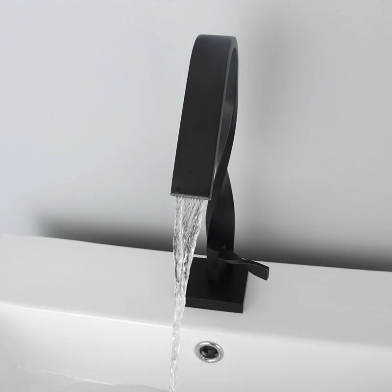 Витая трубка модный дизайн черный смеситель для раковины с одним отверстием смеситель для ванной комнаты латунный хромированный и белый смеситель для горячей и холодной воды