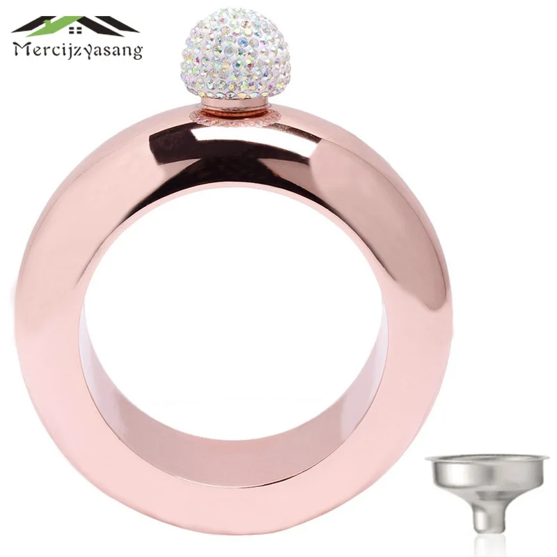 

5 Colors! Bangle Hip Flask Stainless Steel Hip Flasks Portable Round Mixed Flagon 3.5oz Whiskey Vodka Mini Bracelet Gifts GJH002